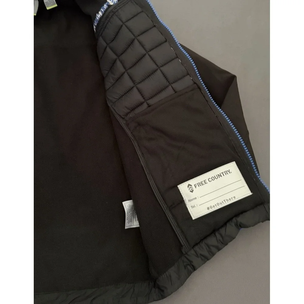 Free Country Softshell Jacket Boy Size Small 8 Black Blue Quilted Digi Camo NEW!